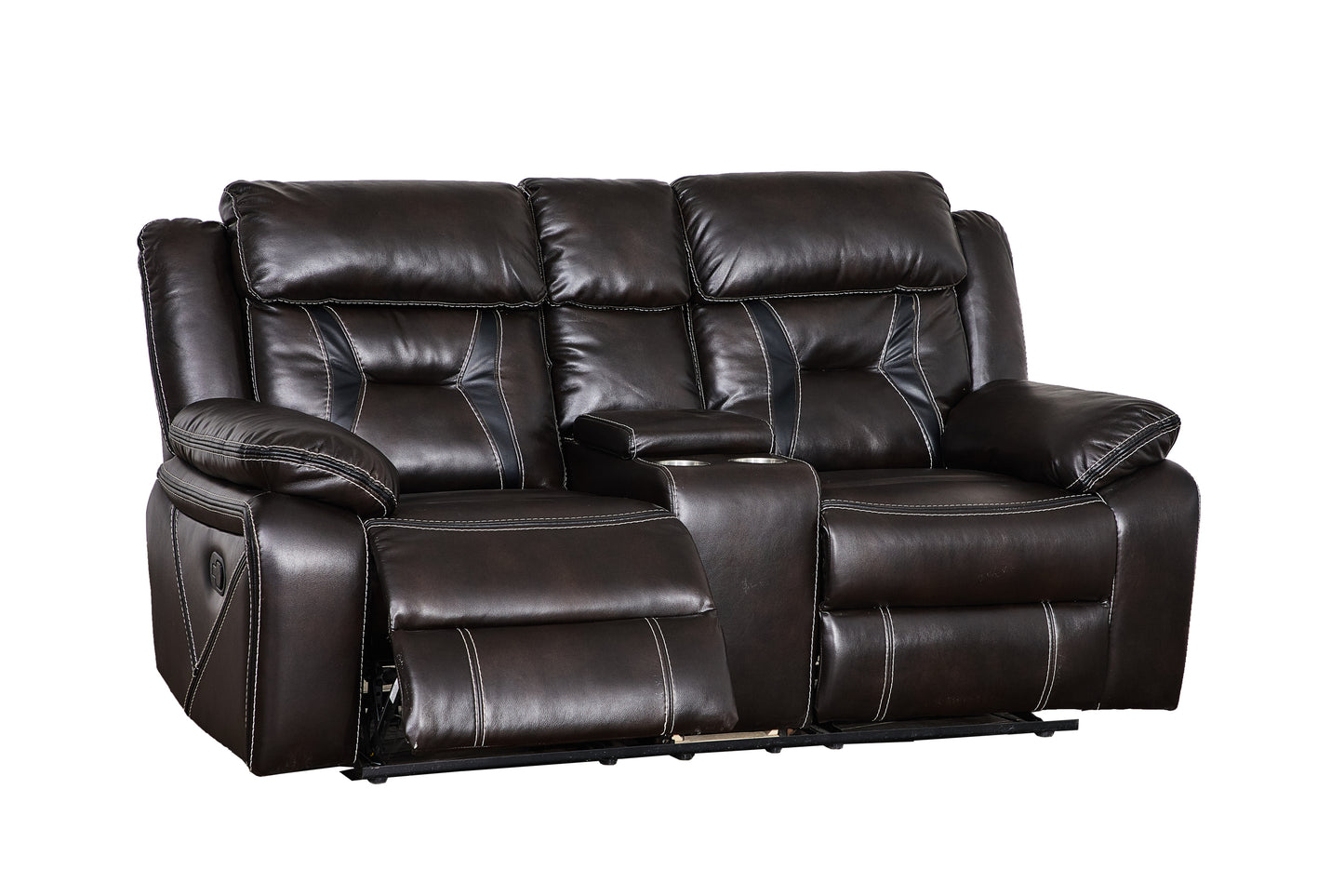 Reclining Upholstered Manual Puller in Faux Leather - Brown | 72.83x38.58x40.16 | Comfortable & Stylish