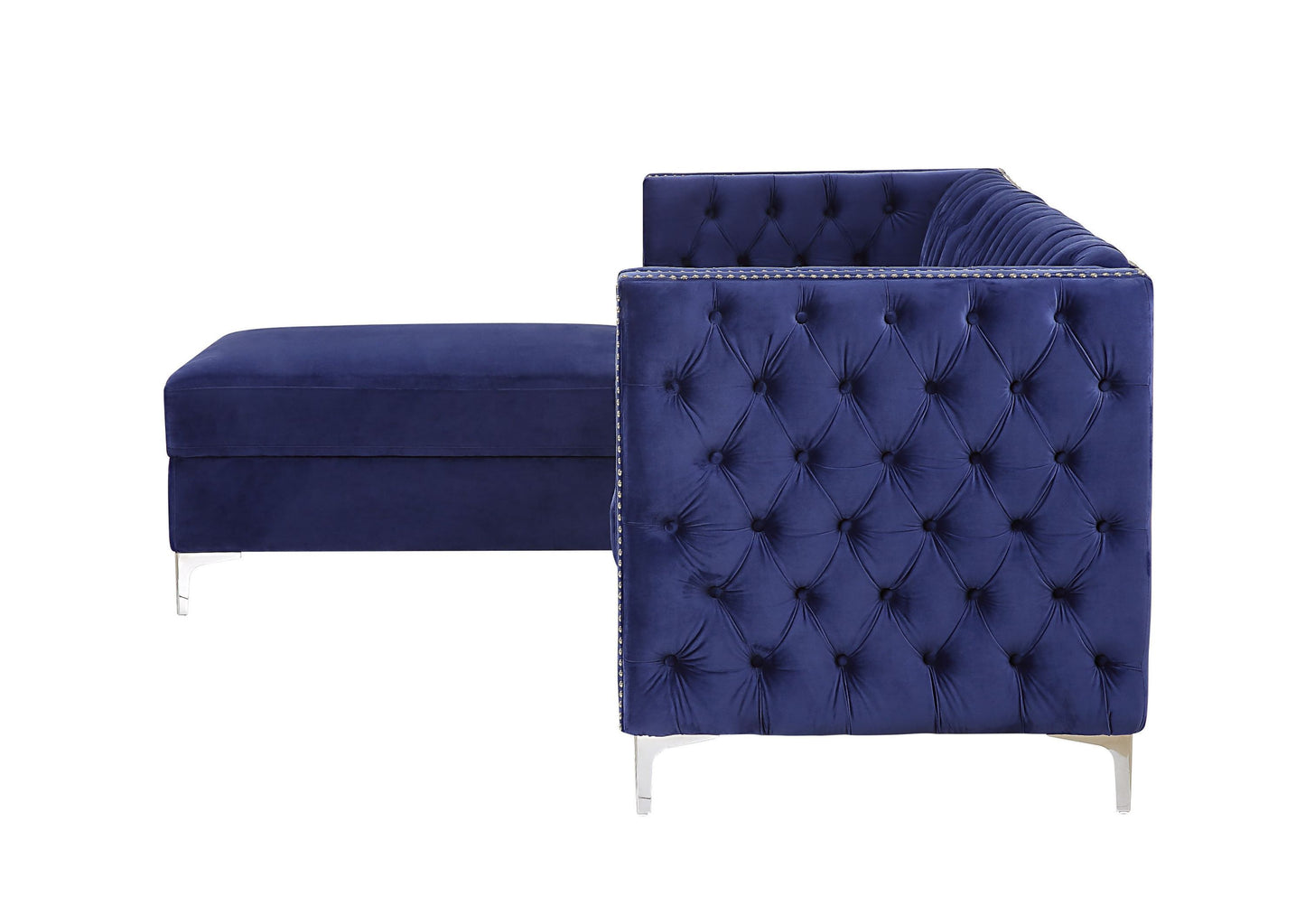 Sullivan Sectional Sofa: Navy Blue Velvet, Modern Design, ACME 55490