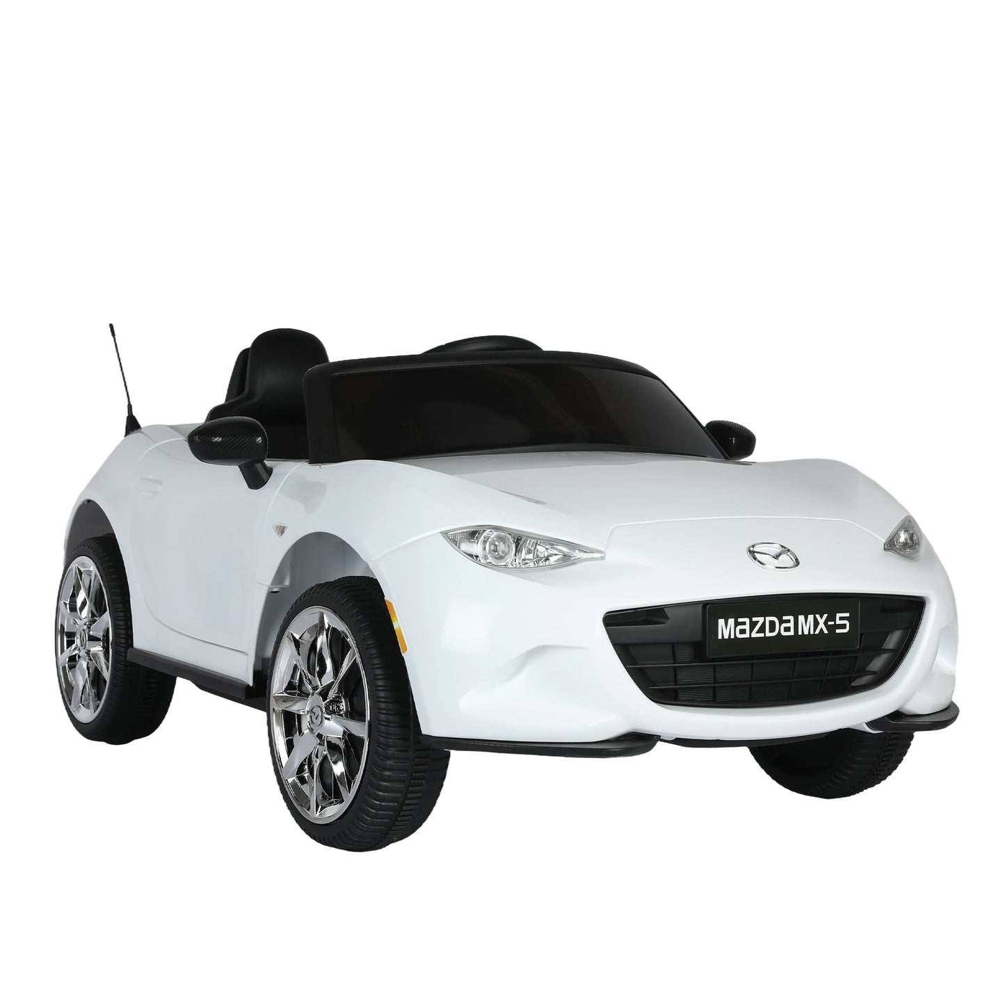 Licensed MAZDA MX-5 RF, 12V Kids Ride On Car - 2.4G Remote Control, Electric Car for Kids - 3 Speeds, Power Display, USB, MP3, Bluetooth - LED Light, Safety Belt - Blue/Red