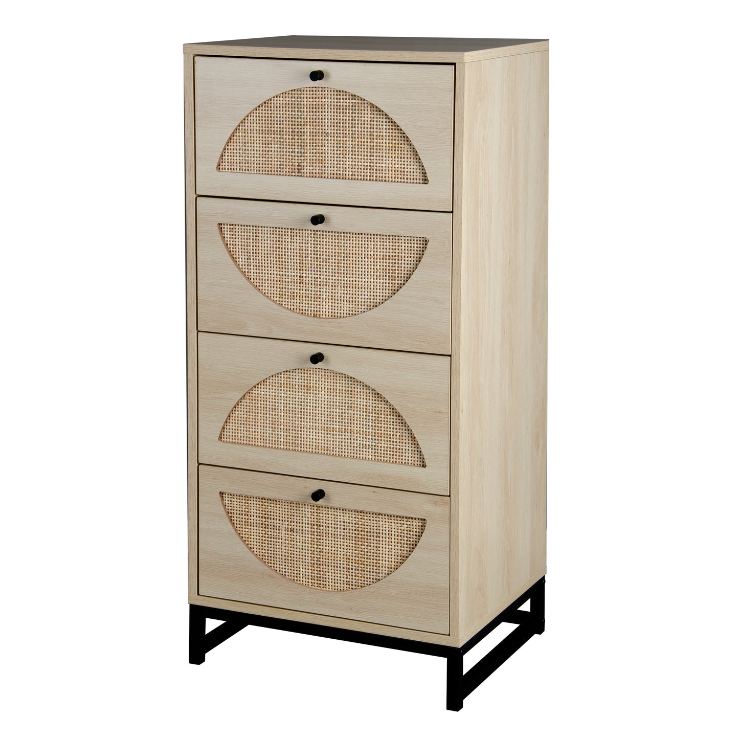 Natural Rattan Cabinet with 4 Drawers for Living Room Bedroom