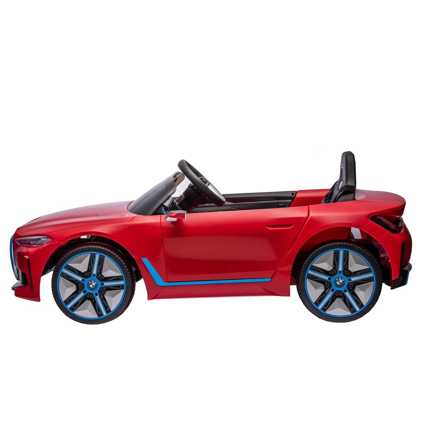 Licensed BMW I4 12V Kids Ride-On Car: Remote Control, 3 Speeds, Power Display, USB, MP3, Bluetooth, LED Lights, Safety Belt, Story