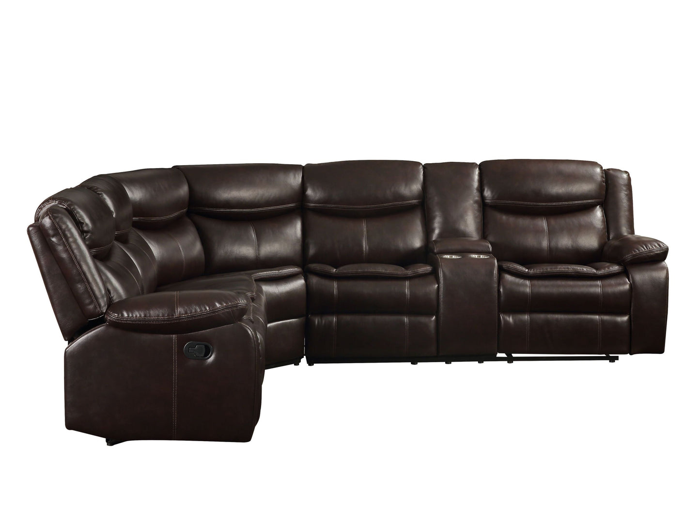 ACME Tavin Sectional Sofa: Espresso Leather-Aire Match, Motion Function, Stylish Design, Available in Various Sizes