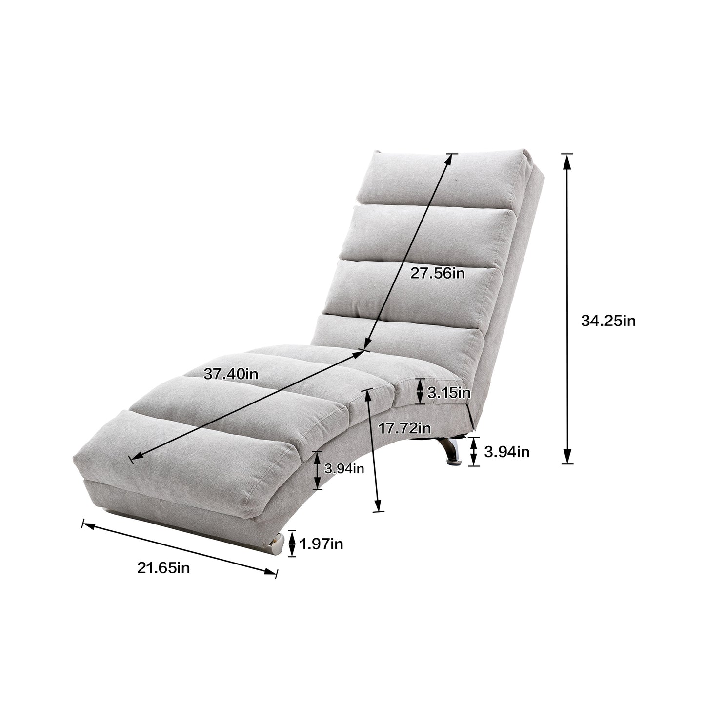 Linen Chaise Lounge Indoor Chair, Modern Long Lounger for Office or Living Room - COOLMORE