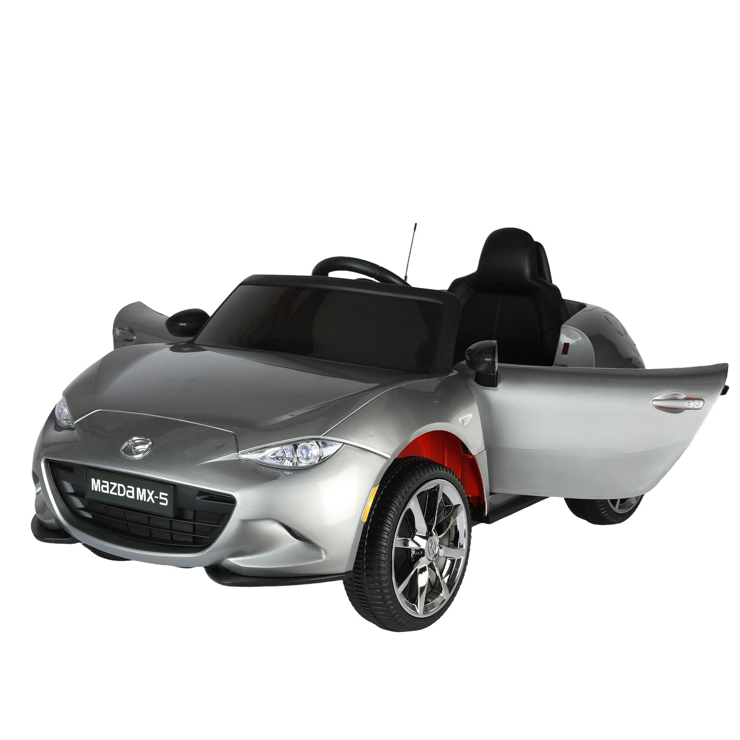 Licensed MAZDA MX-5 RF 12V Kids Ride On Car - Remote Control, Three Speeds, Power Display, USB, MP3, Bluetooth, LED Light, Safety Belt, Painting - Red
