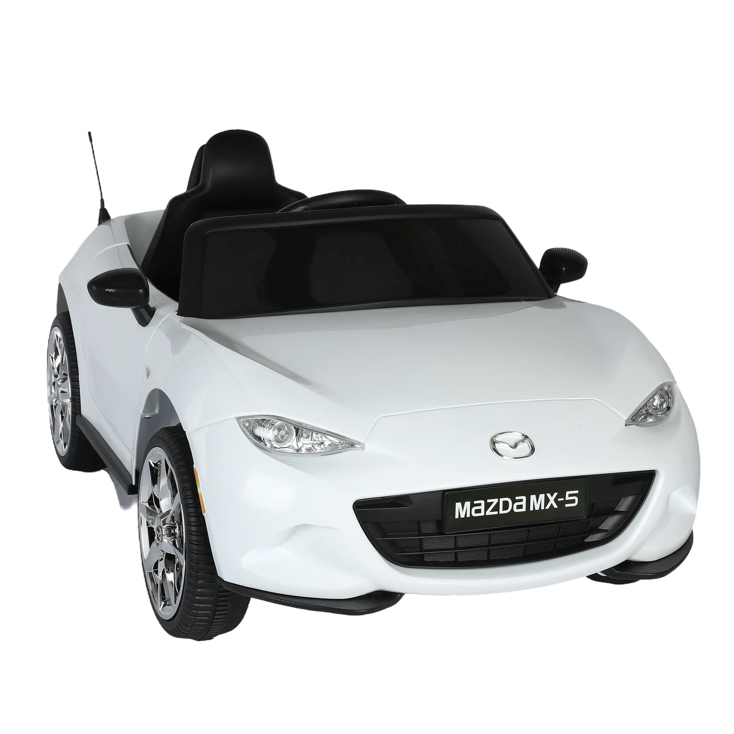 Licensed MAZDA MX-5 RF, 12V Kids Ride On Car - 2.4G Remote Control, Electric Car for Kids - 3 Speeds, Power Display, USB, MP3, Bluetooth - LED Light, Safety Belt - Blue/Red