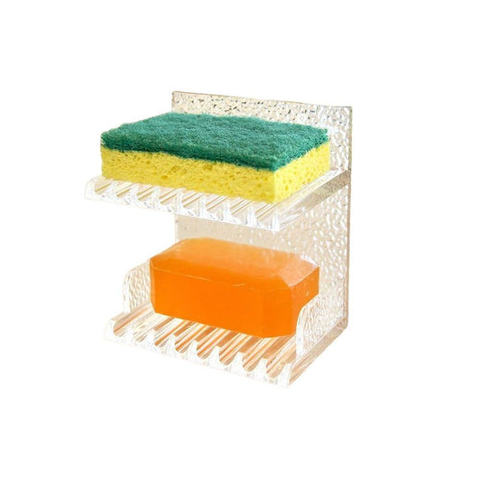 Acrylic Sponge & Soap Holder: Organize, Store, and Dry Your Bathroom Essentials Efficiently with this Clear, Durable, and Space-Saving Holder