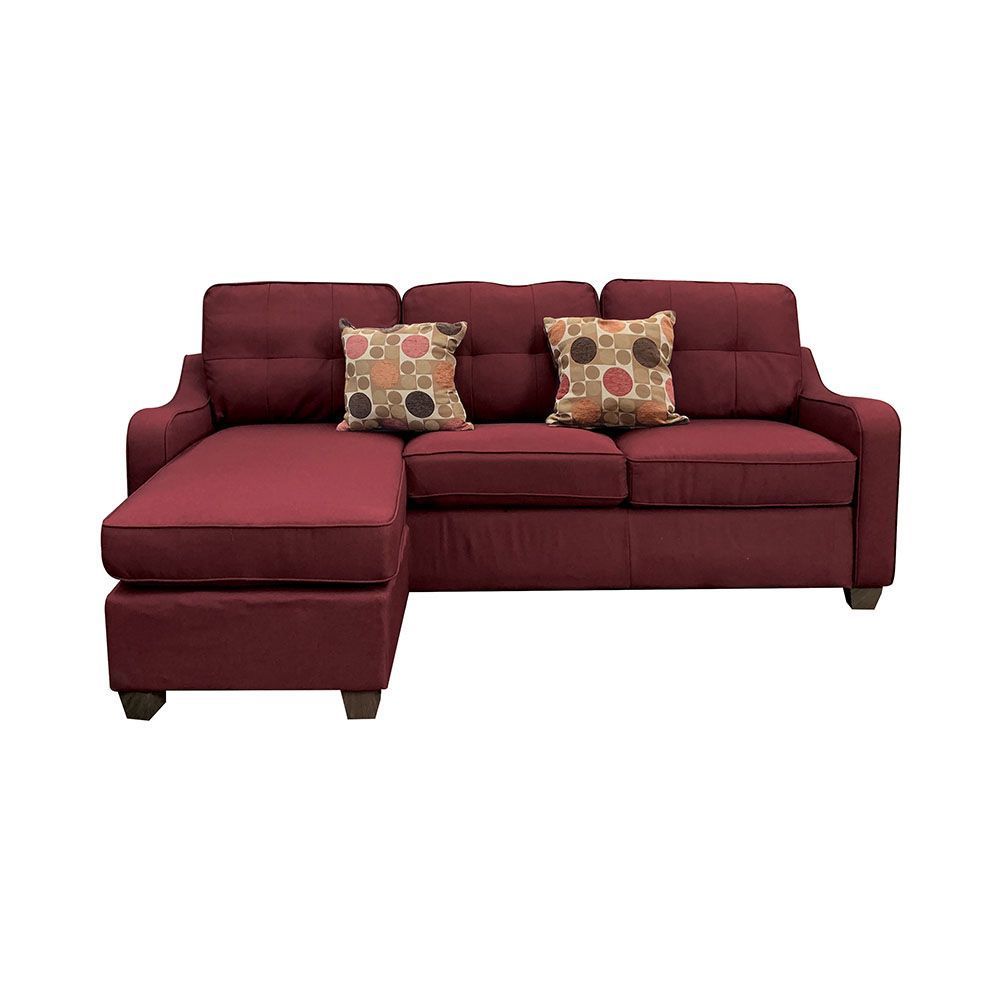 Cleavon II Sectional Sofa & Pillows in Red Linen - Comfortable Seating with Elegant Design - Ideal for Living Rooms, Lounges, and Offices - Includes 2 Matching Pillows - 53740