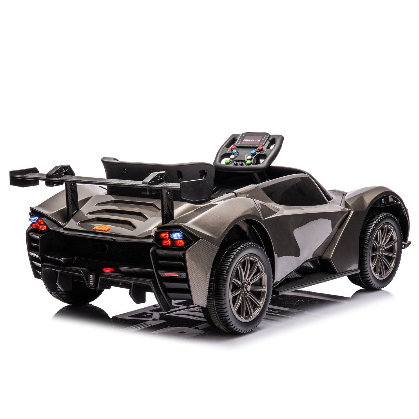 Licensed KTM X-Bow GTX 12V7A Kids Ride-On Car 2.4G W/Parents Remote Control - Electric Car for Kids, 3-Speed Adjustable, Power Display, USB, MP3, Bluetooth, LED Light, Two-Point Safety Belt - Black