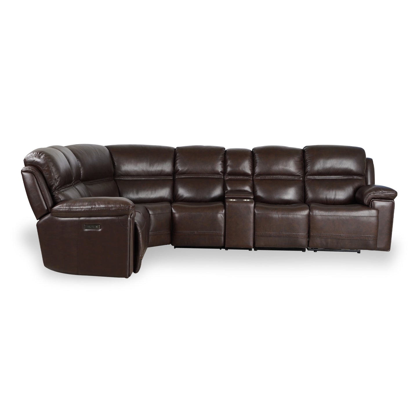 Timo Top Grain Leather Power Sectional Sofa | Adjustable Headrest, Cross Stitching | Sectional 3 | Various Colors & Sizes