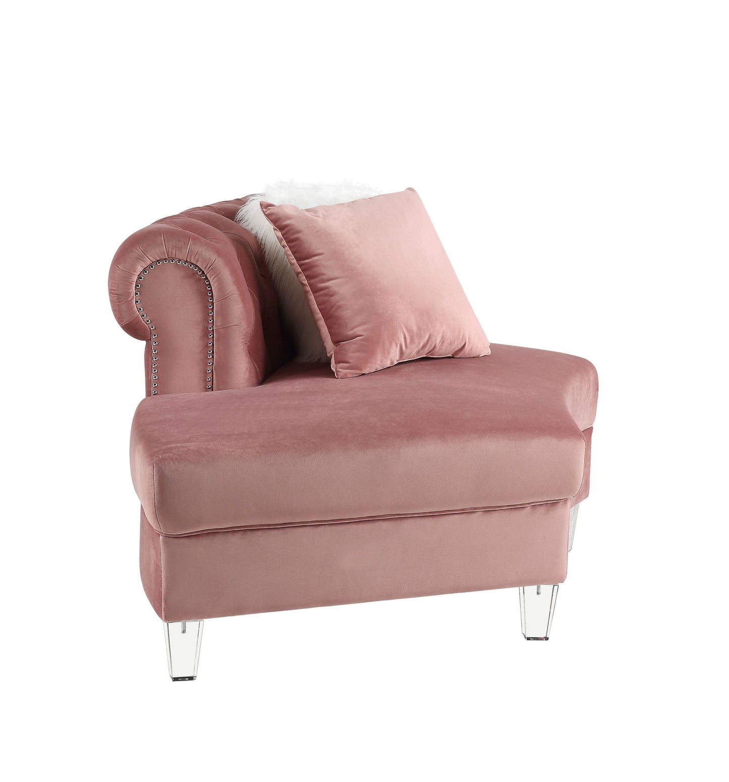 ACME Ninagold Sectional Sofa | Pink Velvet | 7 Pillows | 57360