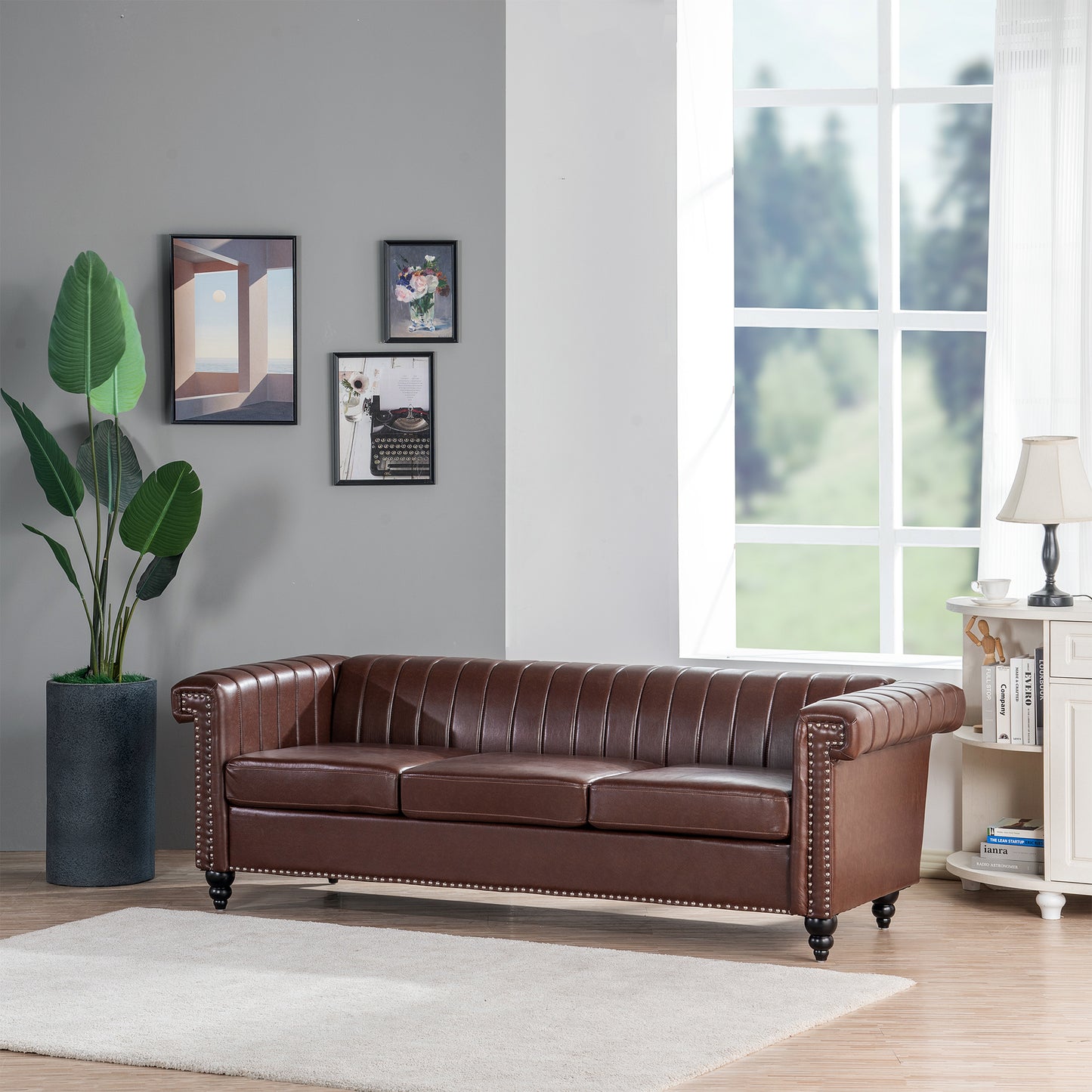 83.66" Traditional Square Arm Removable Cushion 3 Seater Sofa: Classic Style, Generous Width, Various Color Options