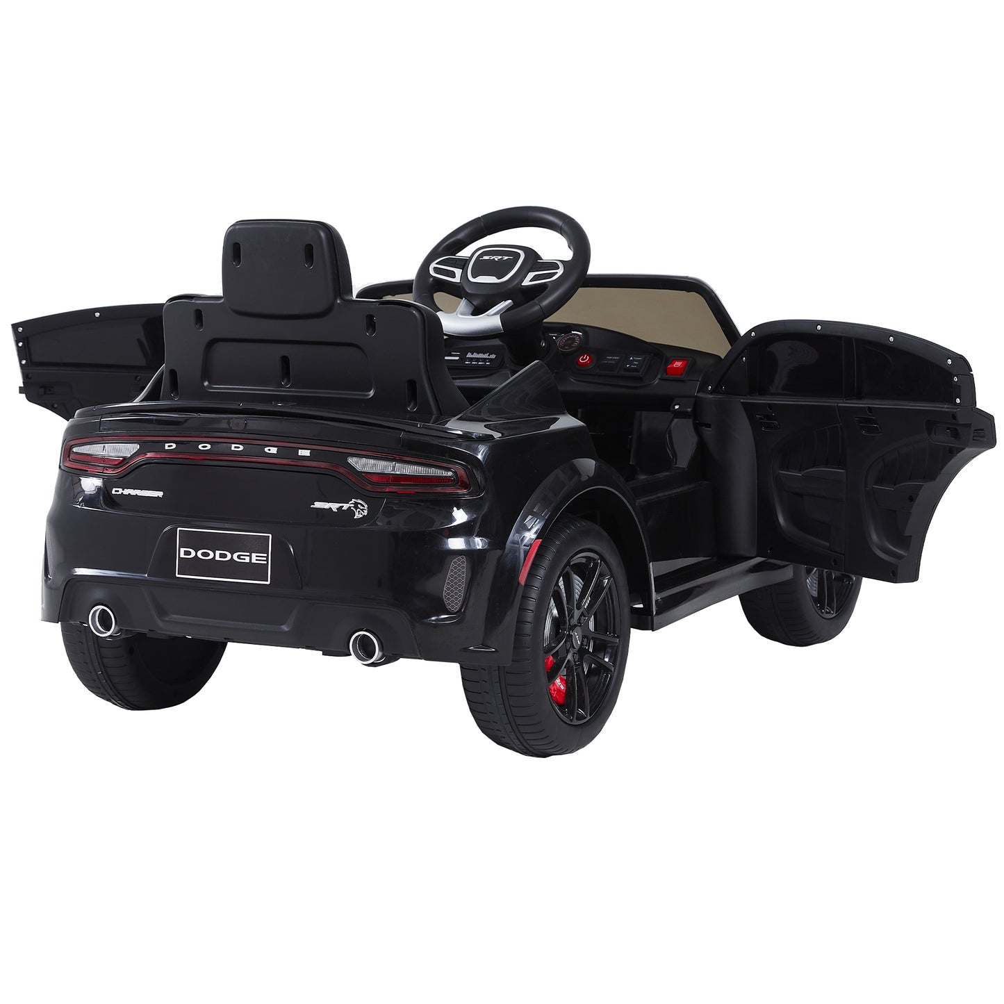 12V Licensed DODGE Charger Ride-On Car with Parental Remote Control - Electric Vehicle for Kids with Adjustable Speeds, Power Display, USB, MP3, Bluetooth, LED Lights, and Four-Wheel Suspension