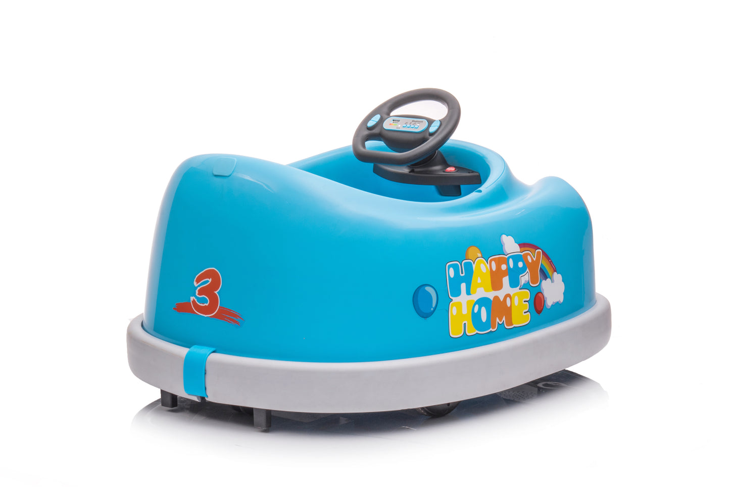 Bumper Car for Kids, 12v Dual Drive Electric Car with Pushrod, USB & BT Music, Rocking Horse Mode, Anti-Collision, Ride on Car (1-6 Years)