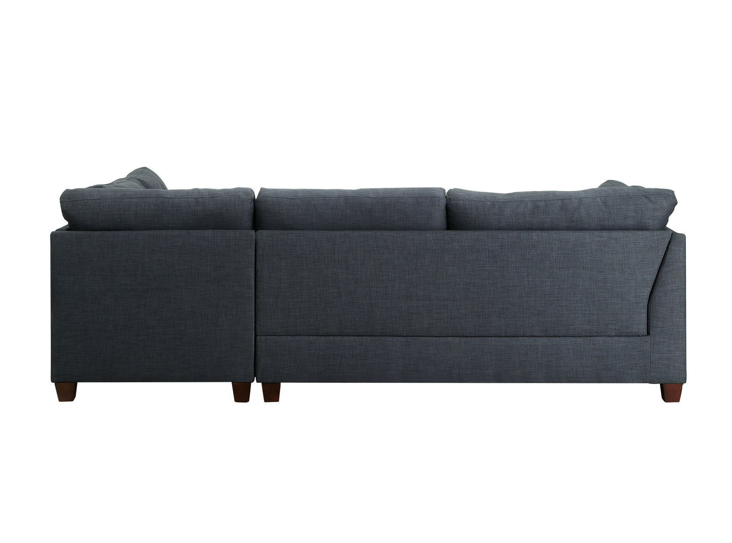 Laurissa Sectional Sofa & Ottoman in Dark Blue Linen - Comfortable & Stylish Furniture Set with 2 Pillows - 54365