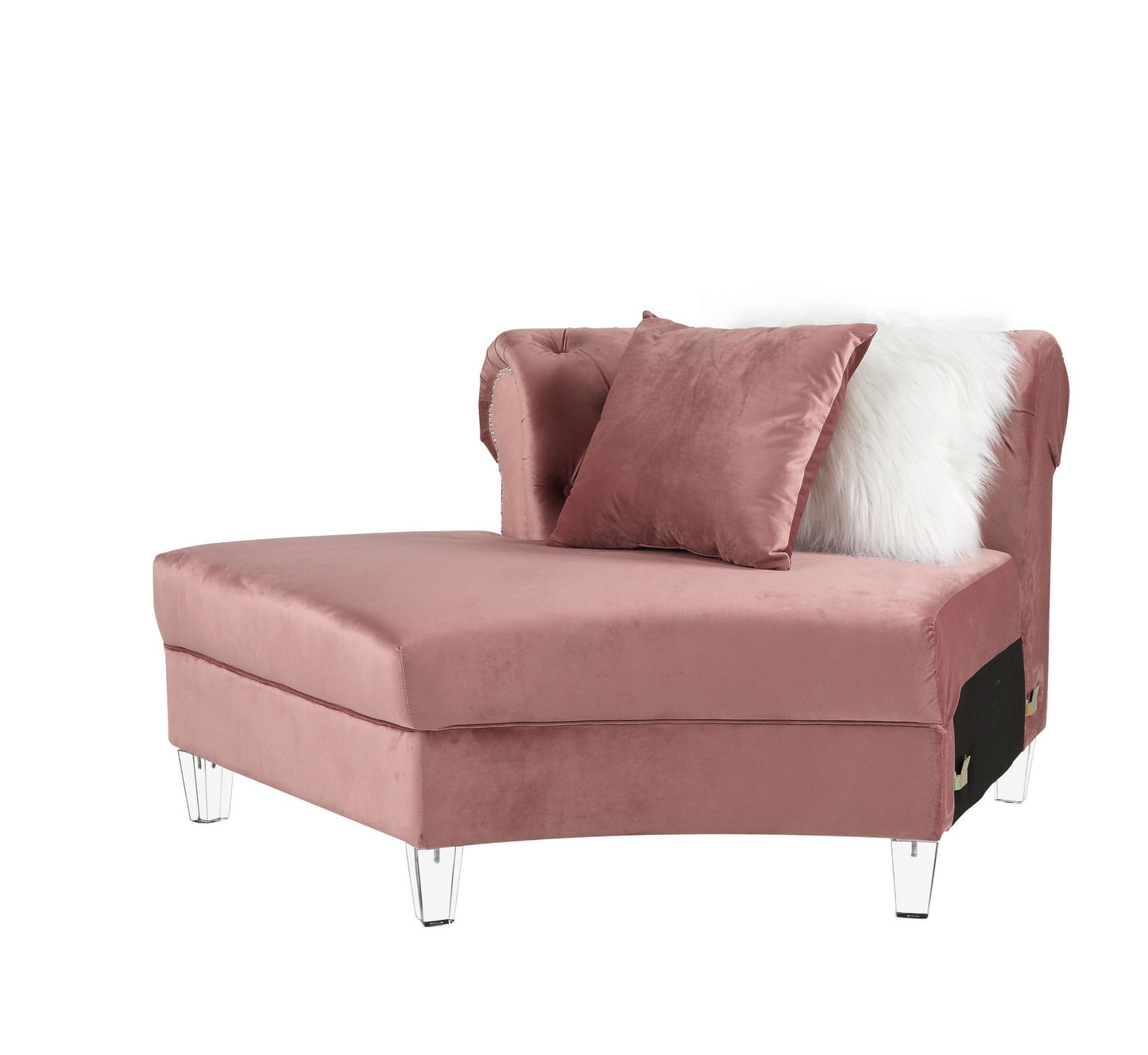 ACME Ninagold Sectional Sofa | Pink Velvet | 7 Pillows | 57360