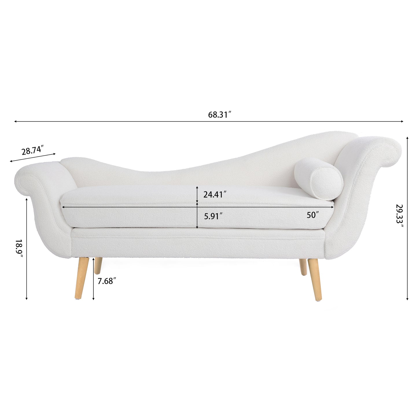 Chaise Lounge with Scroll Arms - Elegant and Comfortable Furniture Piece in Various Sizes and Colors