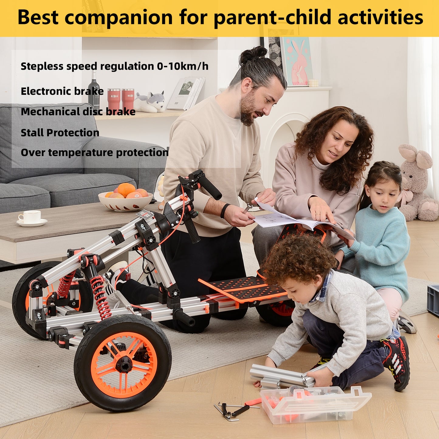 Modular Design High-Strength Material Electric Innovation Kart: Over 20 Assembly Methods, Ideal for Outdoor Sports & Parent-Child Interaction