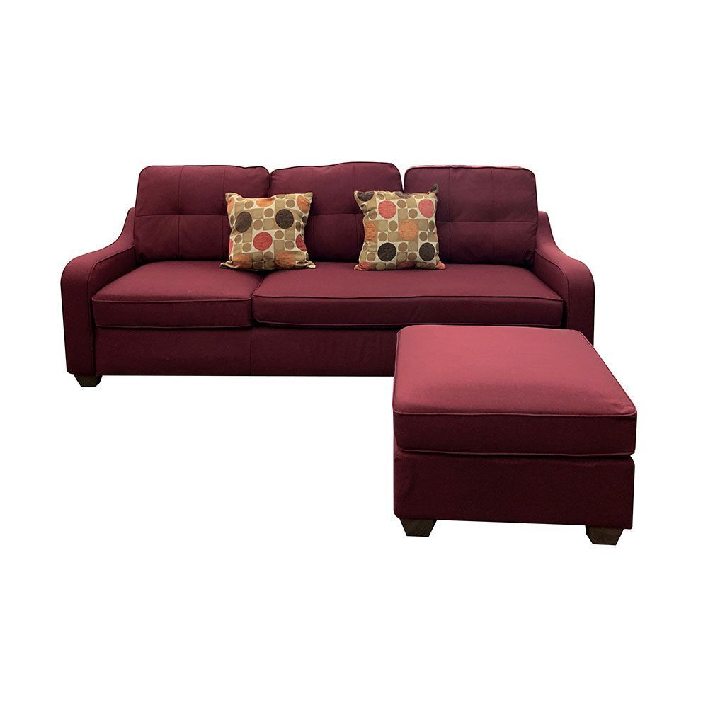 Cleavon II Sectional Sofa & Pillows in Red Linen - Comfortable Seating with Elegant Design - Ideal for Living Rooms, Lounges, and Offices - Includes 2 Matching Pillows - 53740