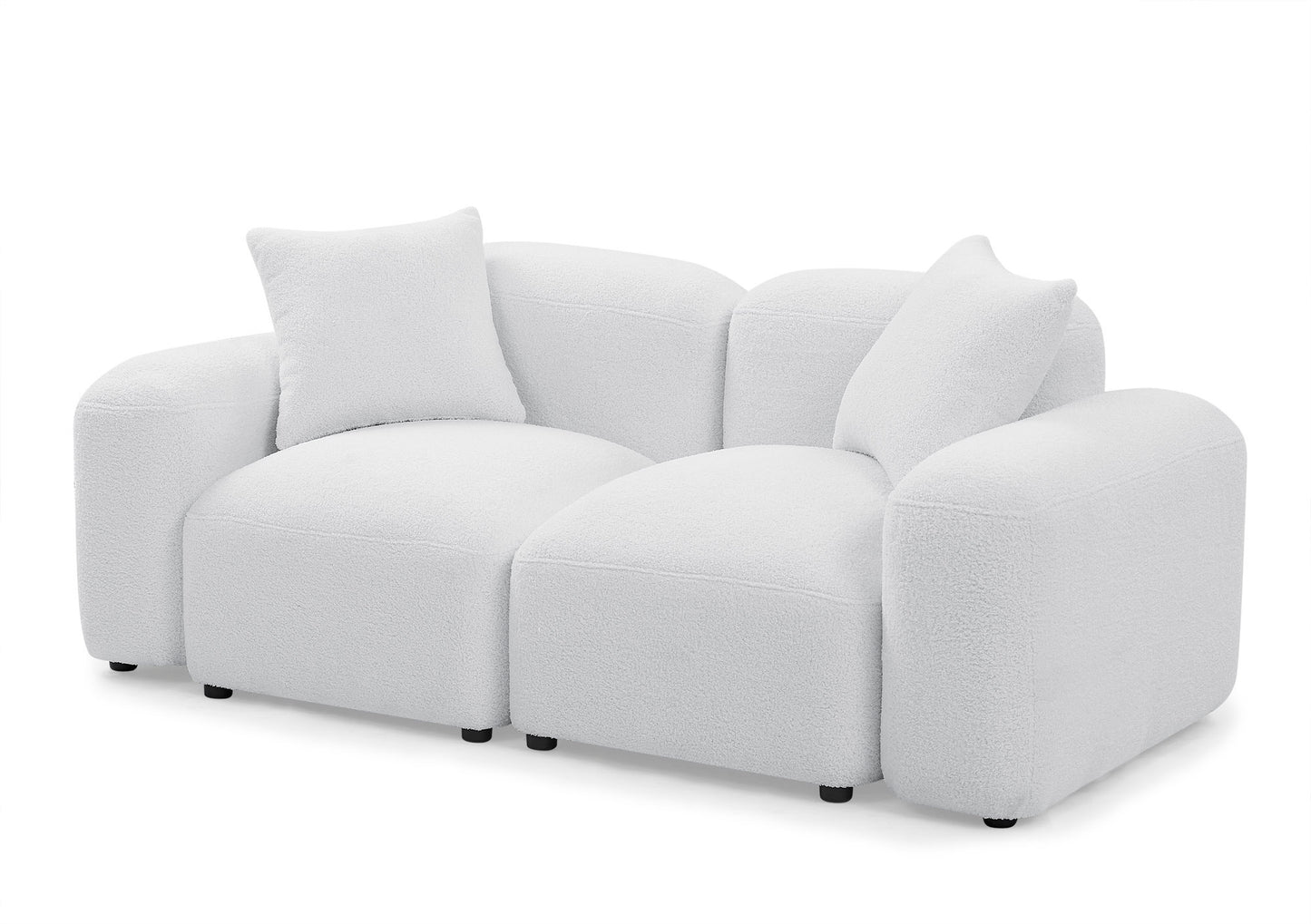 L-Shape Modular Sectional Sofa, DIY Combination, Teddy Fabric, White - Create Your Perfect Seating with this Versatile and Comfy Sofa