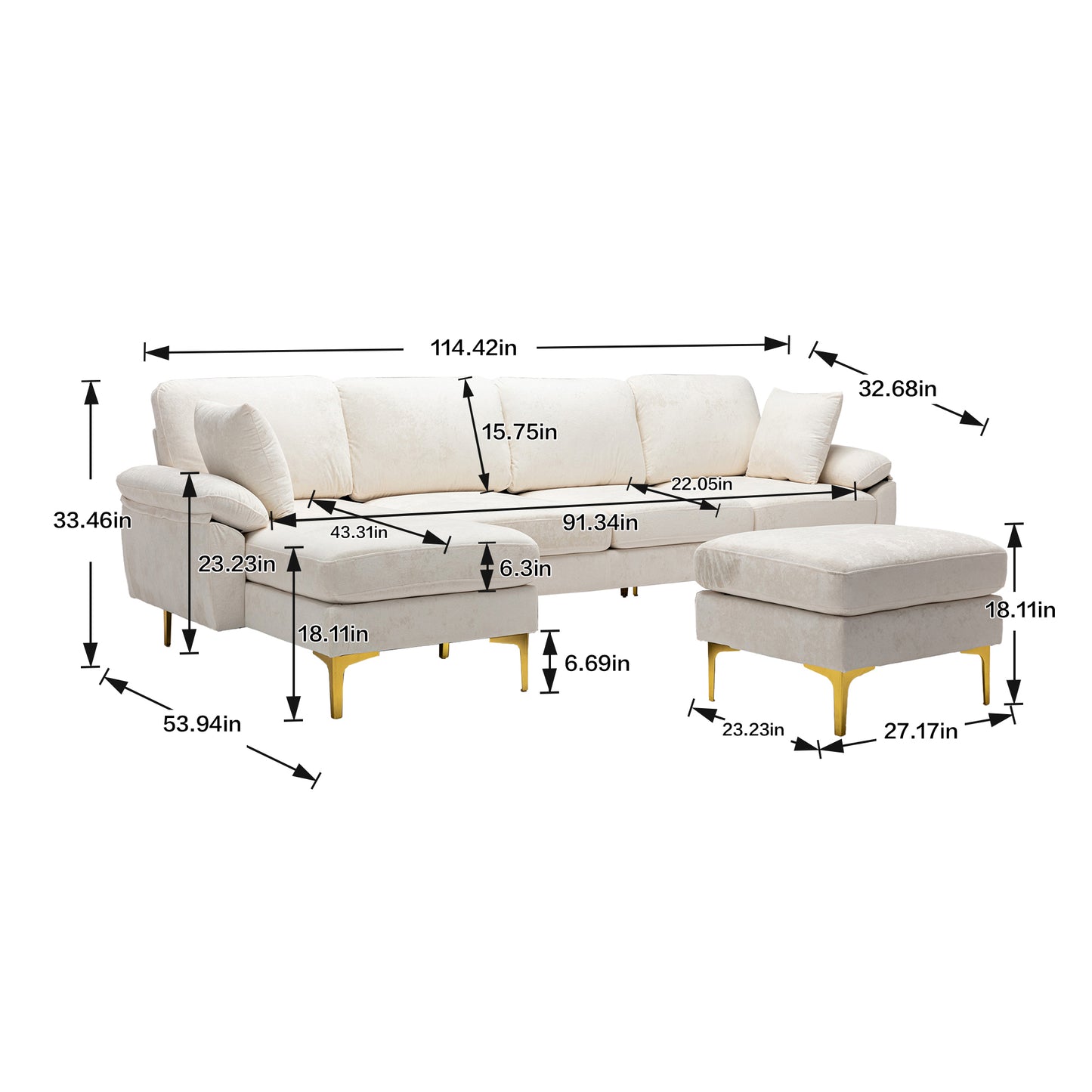 Accent Sofa: Stylish & Comfortable Living Room Sectional Sofa - Choose Your Perfect Size & Color