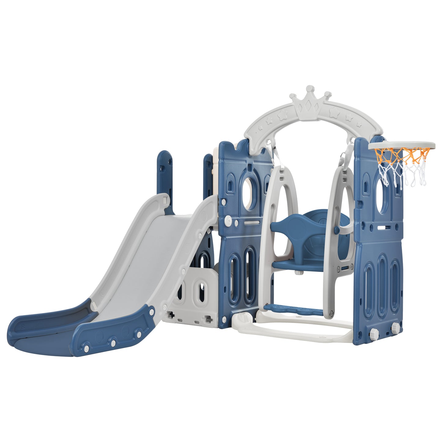 Toddler Slide and Swing Set 5 in 1, Kids Playground Climber Slide Playset with Basketball Hoop - Freestanding Combination for Babies - Indoor & Outdoor - Colorful and Versatile