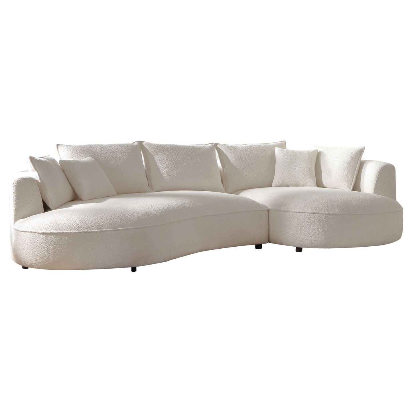 Curved Sofa with Ingenious Shape - Beige Upholstery, Stylish Design | Wayfair