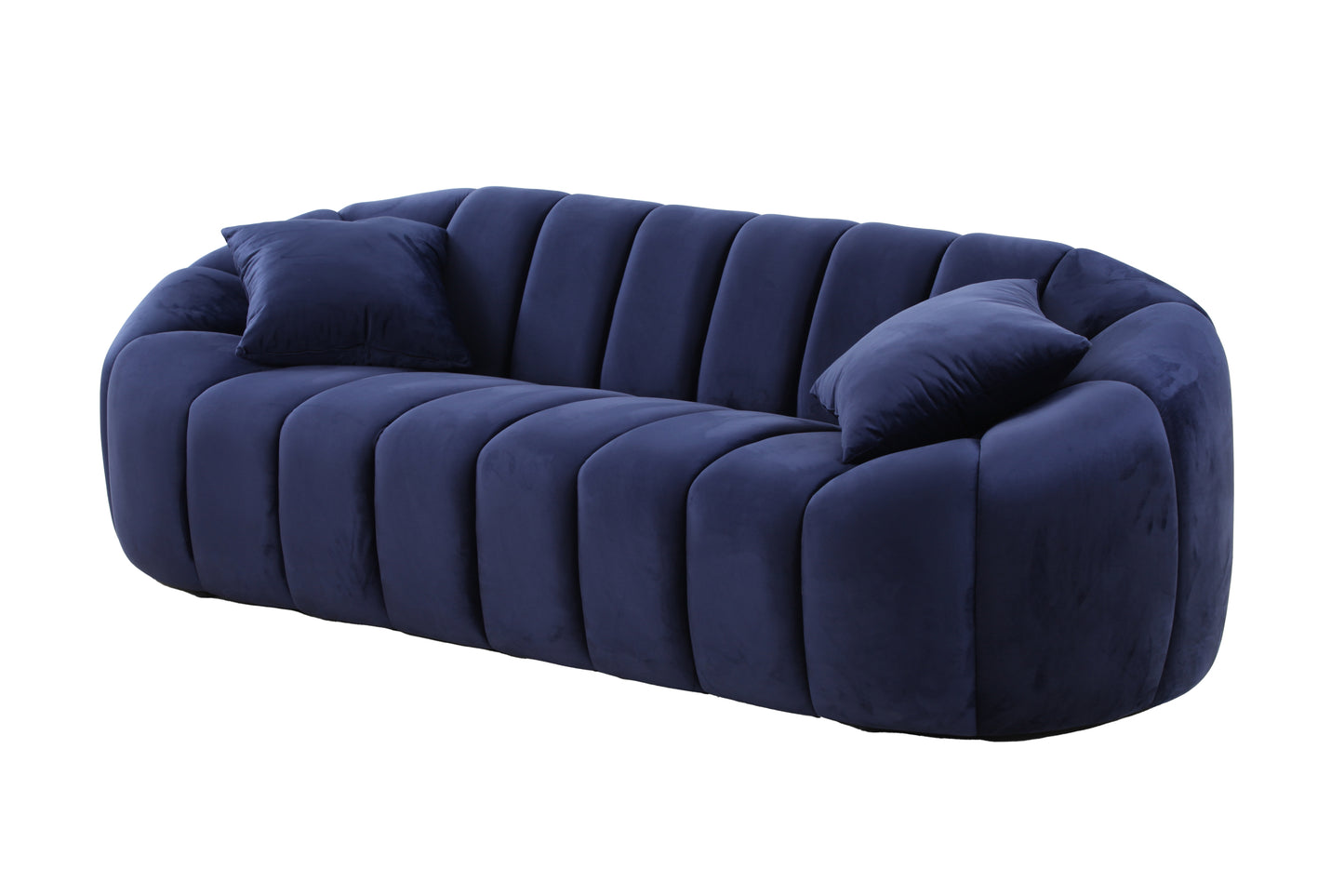 88'' Modern Sofa 3-Seater Couch with Deep Channel Tufting - Stunning Navy Velvet Sofa for Living Room/Bedroom