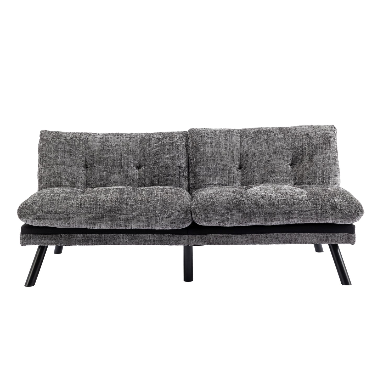 Convertible Sofa Bed Loveseat Futon Bed with Adjustable Lounge Couch, Metal Legs - Chenille-Grey - Breathable, Compact Size for Small Living Spaces