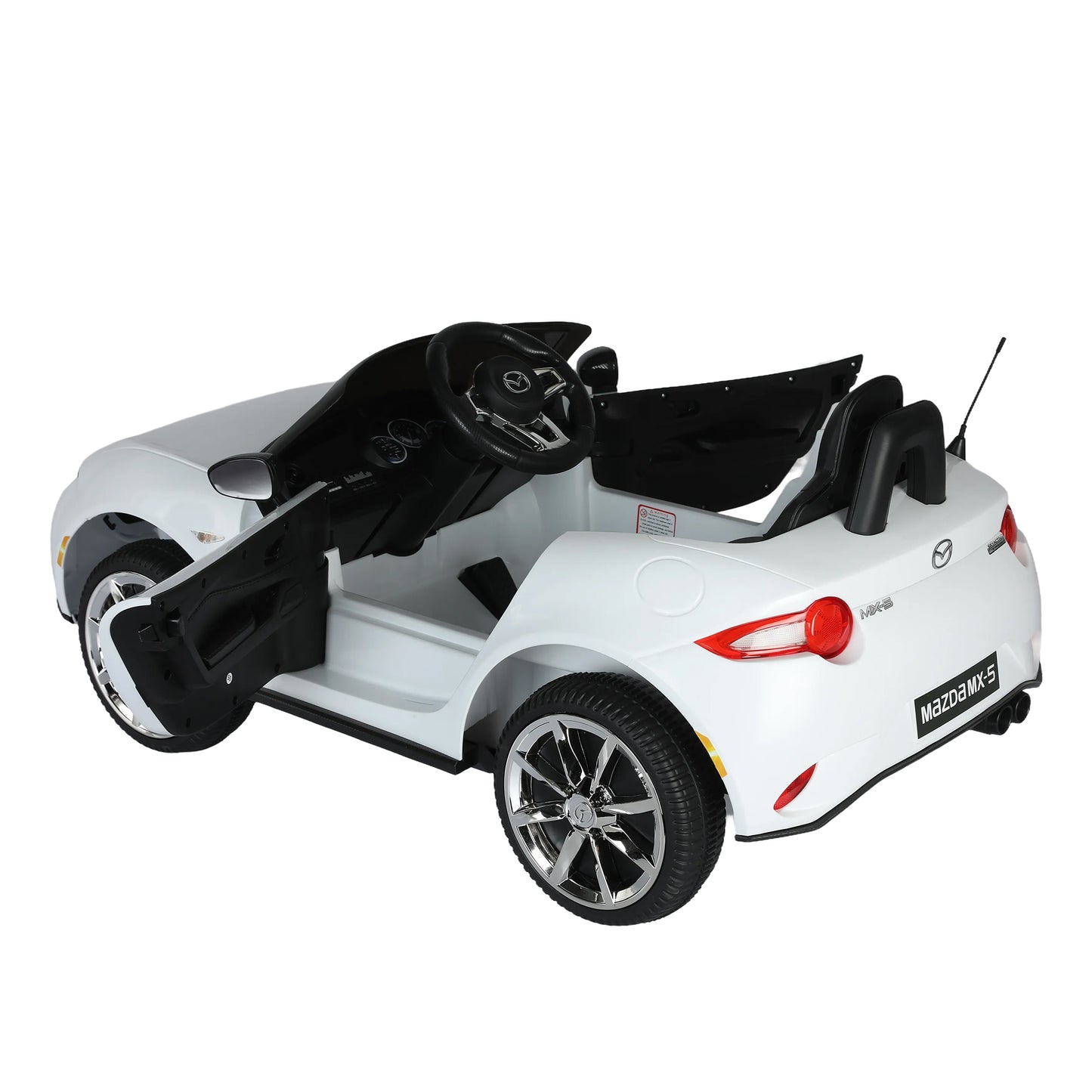 Licensed MAZDA MX-5 RF, 12V Kids Ride On Car - 2.4G Remote Control, Electric Car for Kids - 3 Speeds, Power Display, USB, MP3, Bluetooth - LED Light, Safety Belt - Blue/Red