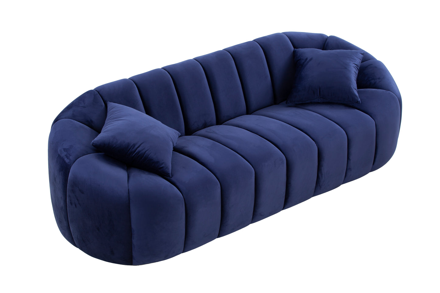 88'' Modern Sofa 3-Seater Couch with Deep Channel Tufting - Stunning Navy Velvet Sofa for Living Room/Bedroom