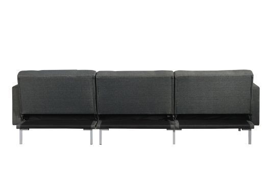 Reversible Adjustable Sectional Sofa w/2 Pillows, Dark Gray Fabric - ACME Duzzy 50485