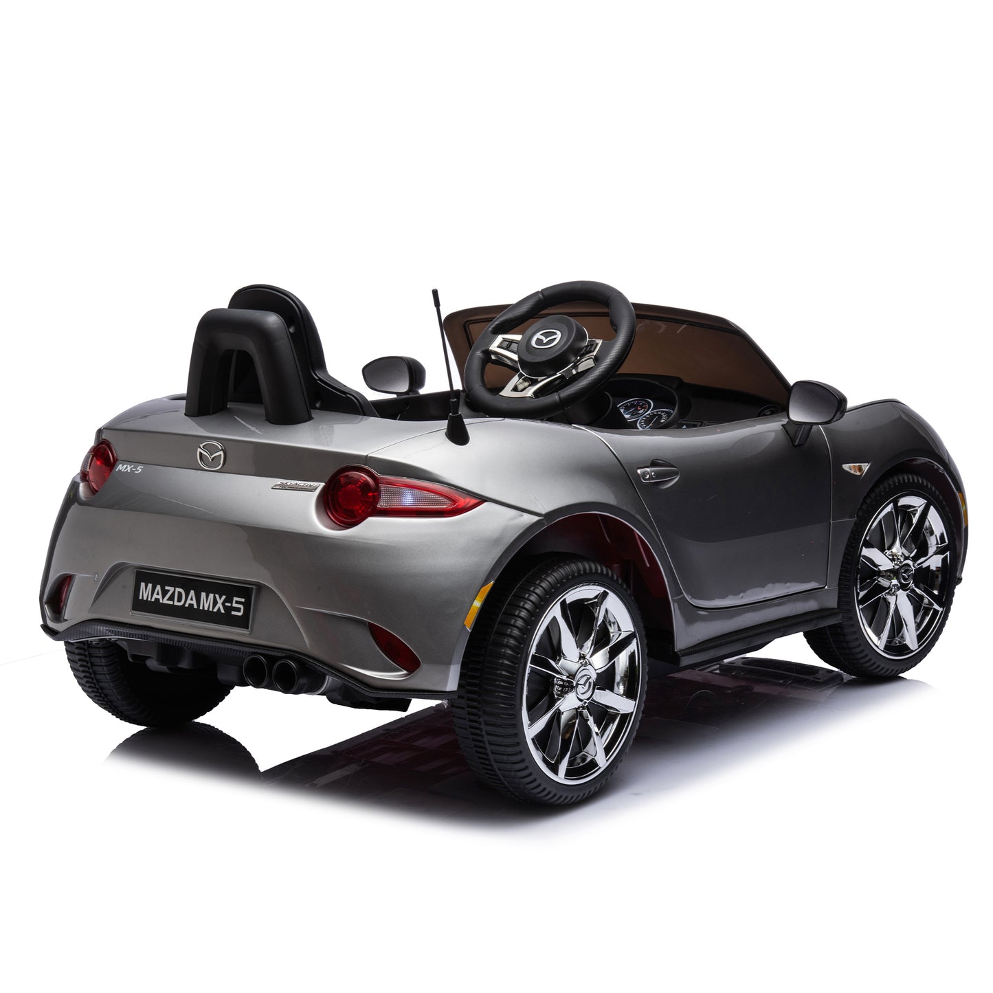 Licensed MAZDA MX-5 RF 12V Kids Ride On Car - Remote Control, Three Speeds, Power Display, USB, MP3, Bluetooth, LED Light, Safety Belt, Painting - Red