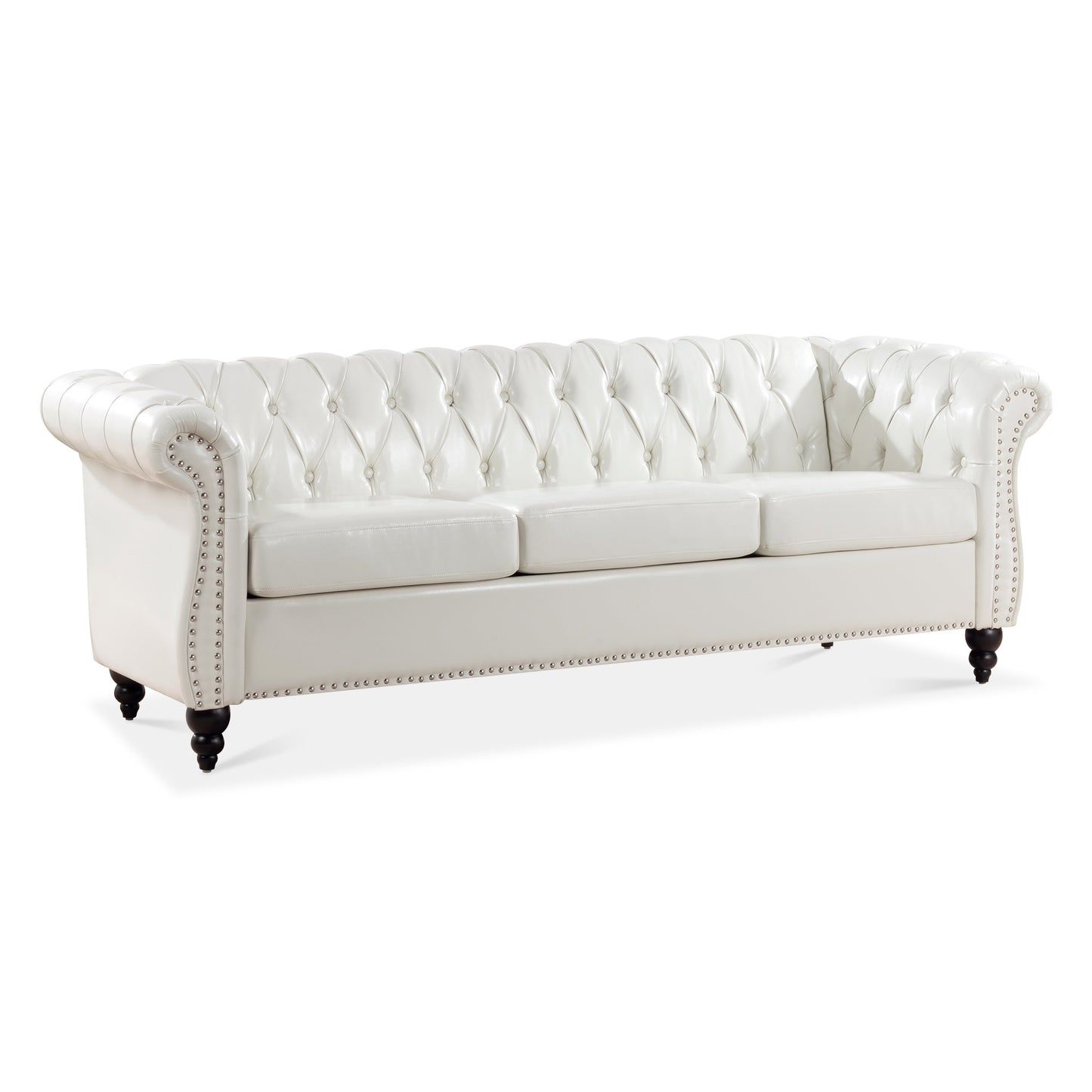 84.65" Rolled Arm Chesterfield 3 Seater Sofa: Classic Design, Generous Size, and Plush Comfort