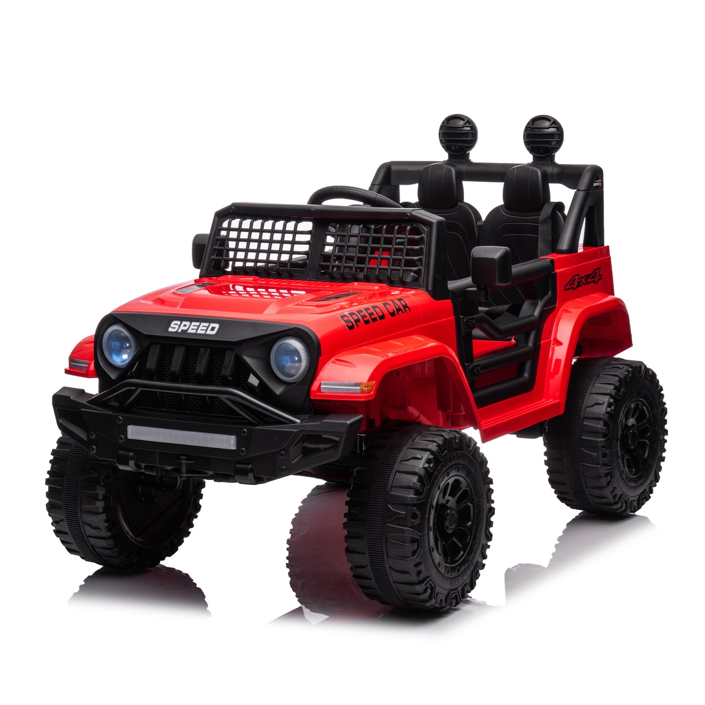 12V7A Kids Ride on Truck with Remote Control, Three-Speed Adjustable, Power Display, USB, MP3, Bluetooth, LED Light, Three-Point Safety Belt - Electric Car for Kids