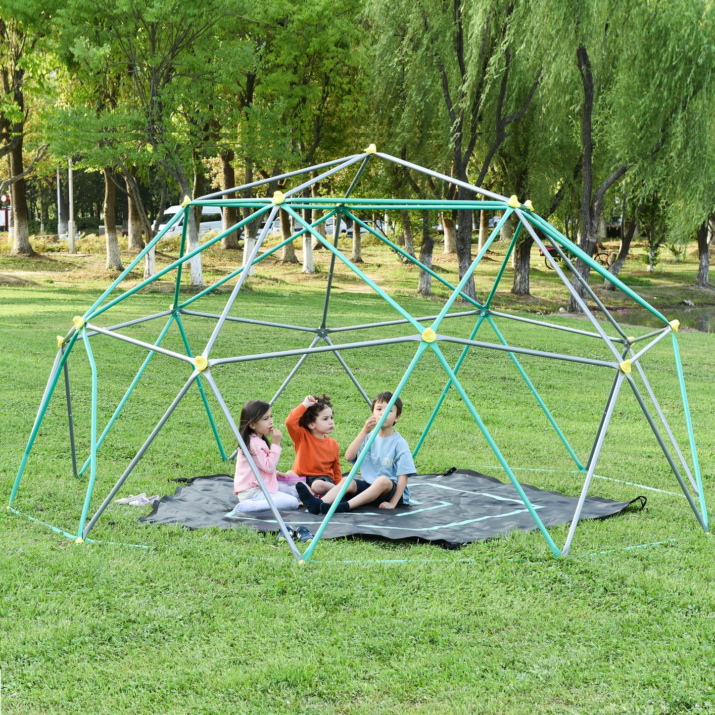 13ft Geometric Dome Climber Play Center: Kids Climbing Tower with Canopy, Rust & UV Resistant Steel Supporting 1000 LBS, Available in Multiple Sizes and Colors