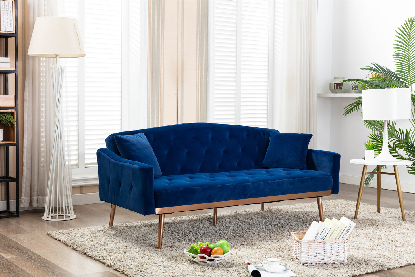 Coolmore Velvet Sofa: Accent Loveseat with Stainless Feet - Navy Velvet