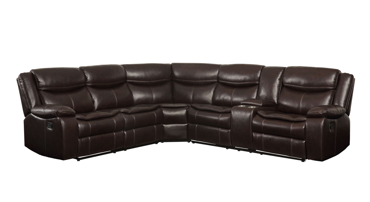 ACME Tavin Sectional Sofa: Espresso Leather-Aire Match, Motion Function, Stylish Design, Available in Various Sizes