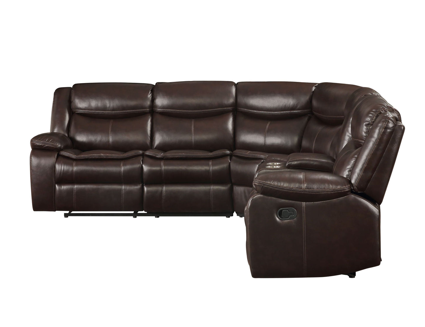 ACME Tavin Sectional Sofa: Espresso Leather-Aire Match, Motion Function, Stylish Design, Available in Various Sizes