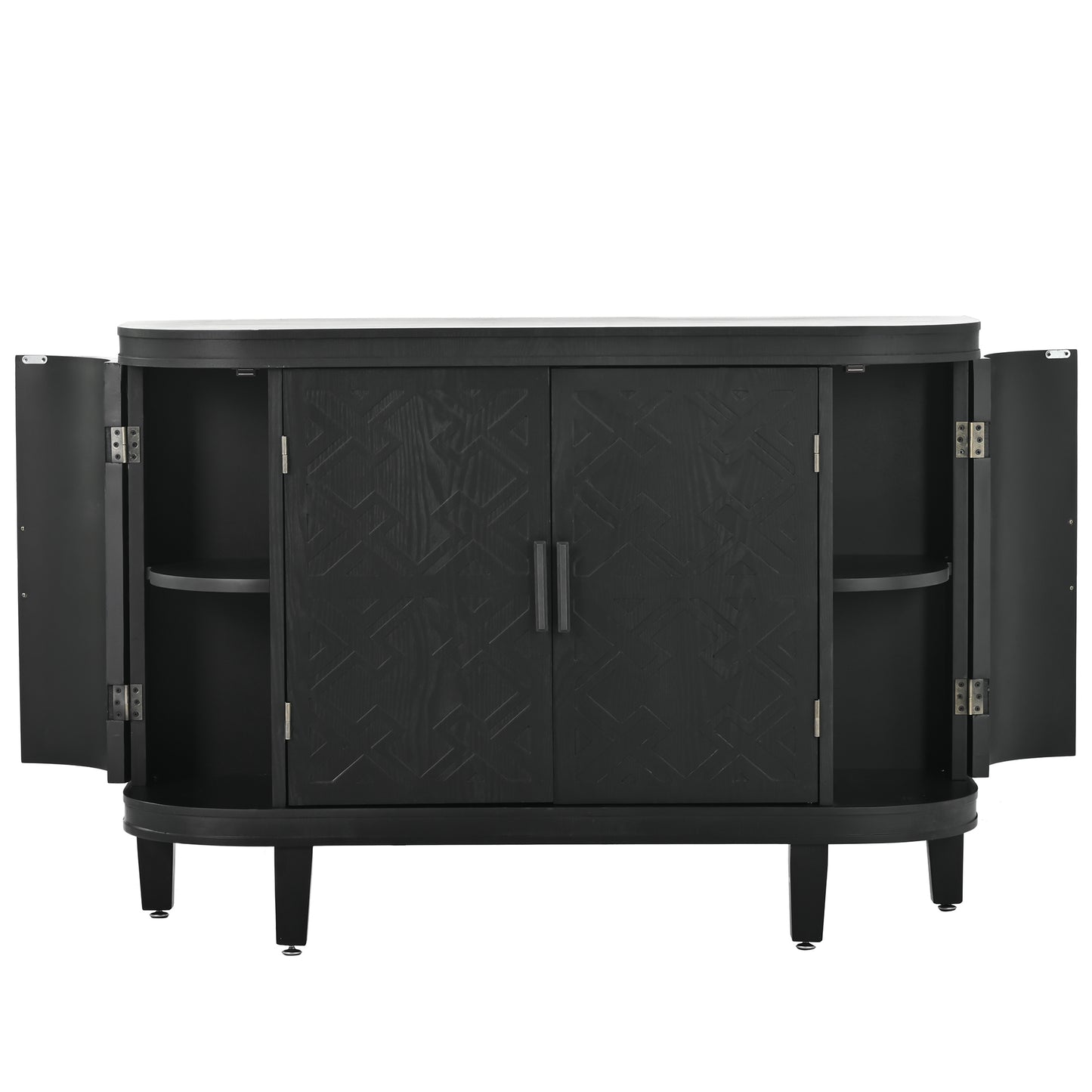 U-Style Accent Storage Cabinet Sideboard Wooden Cabinet with Antique Pattern Doors for Hallway, Entryway, Living Room