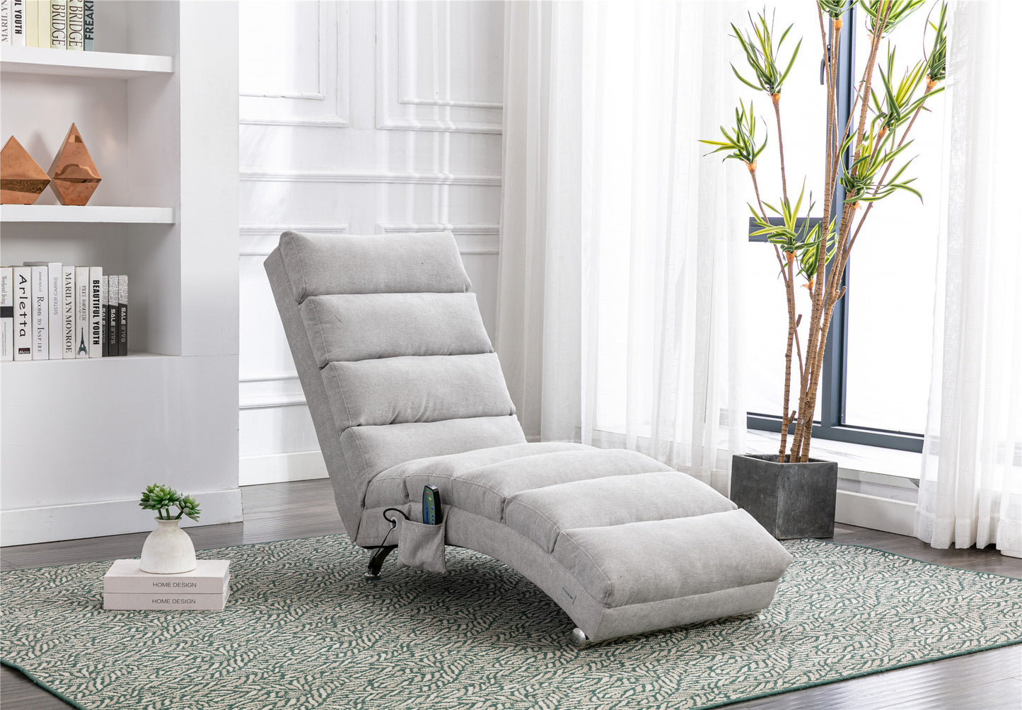 Linen Chaise Lounge Indoor Chair, Modern Long Lounger for Office or Living Room - COOLMORE