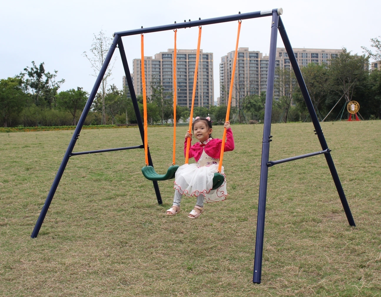 Two Station Swing Set for Children - Durable Outdoor Play Equipment with Adjustable Height - Ideal for Backyards, Parks, and Schools - Available in Various Colors and Sizes