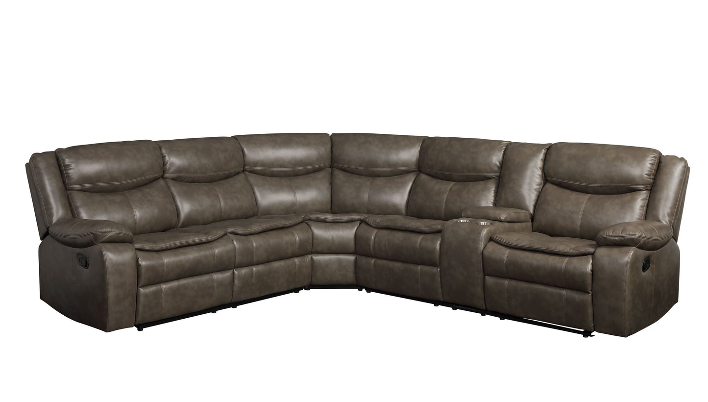 Tavin Sectional Sofa in Taupe Leather-Aire Match: Motion, Comfort, and Style for Your Living Space (52540)