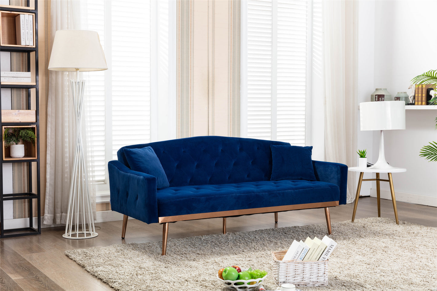 Coolmore Velvet Sofa: Accent Loveseat with Stainless Feet - Navy Velvet