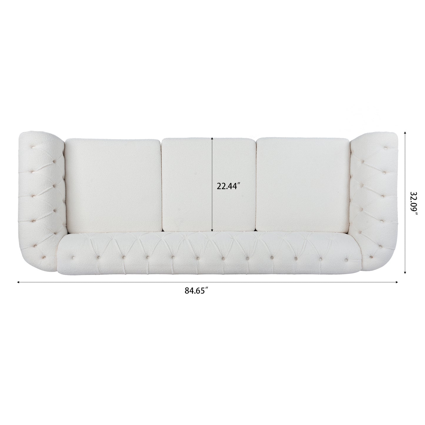 84.65" Rolled Arm Chesterfield 3 Seater Sofa - Classic Design, Plush Comfort, Multiple Color Options