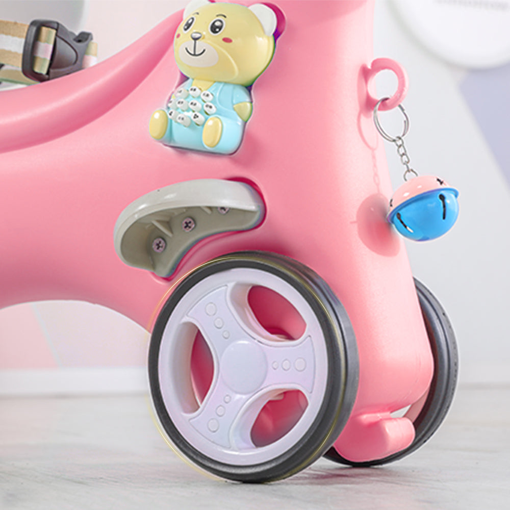 Rocking Horse for Toddlers, Balance Bike Ride On Toys with Push Handle & Backrest, Unicorn Kids Riding Birthday - Pink