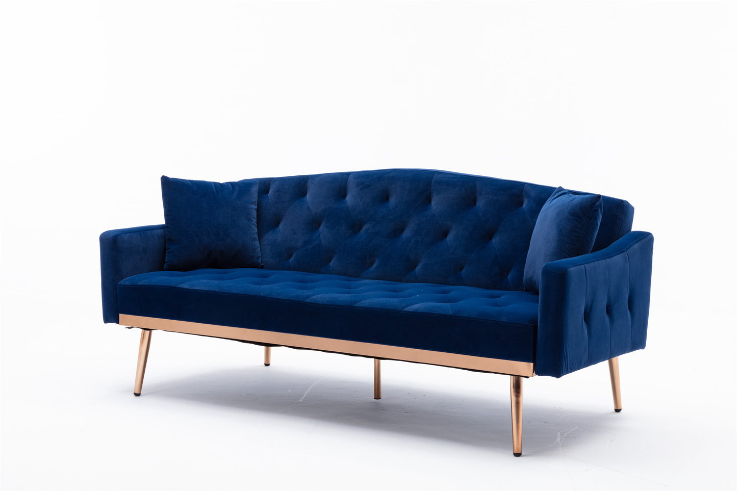 Coolmore Velvet Sofa: Accent Loveseat with Stainless Feet - Navy Velvet