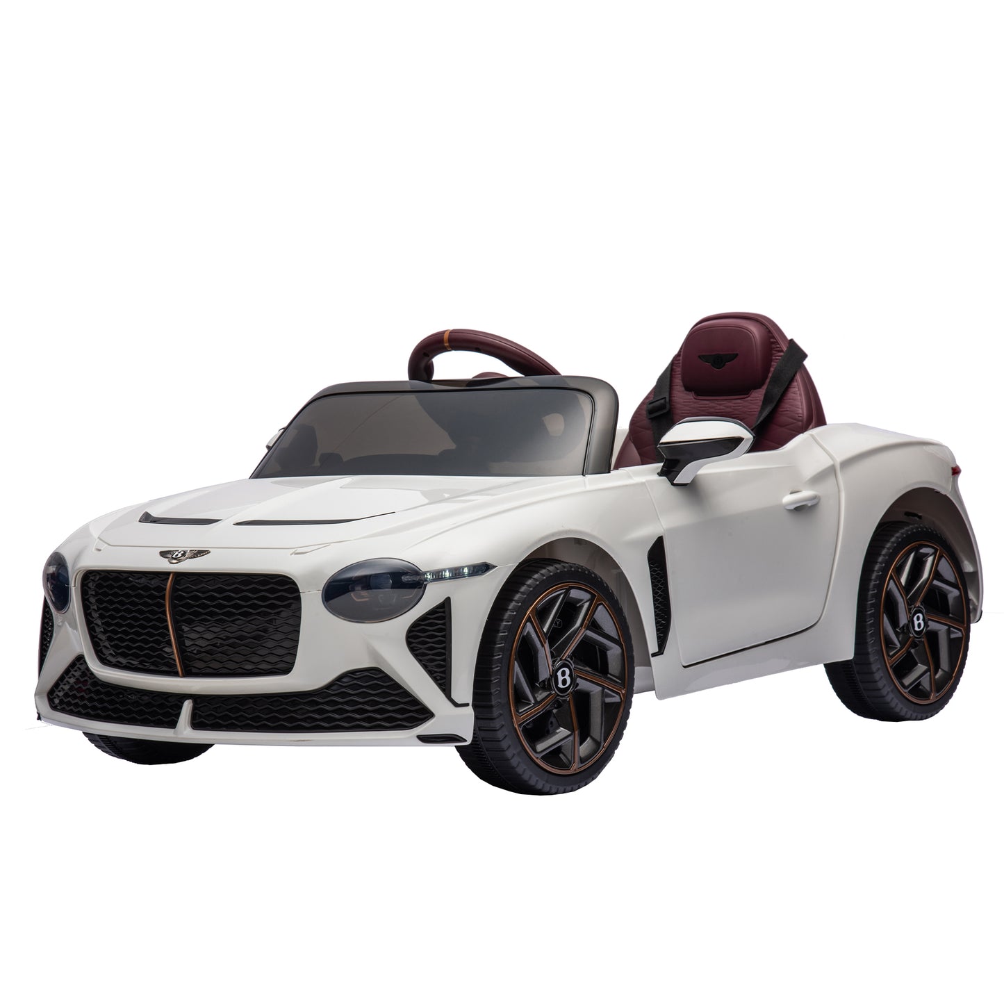 Licensed Bentley Mulsanne 12V7A Kids Ride-On Car: 2.4G Remote Control, Electric Car for Kids with Adjustable Speed, Power Display, USB, MP3, Bluetooth, LED Light, and Safety Belt