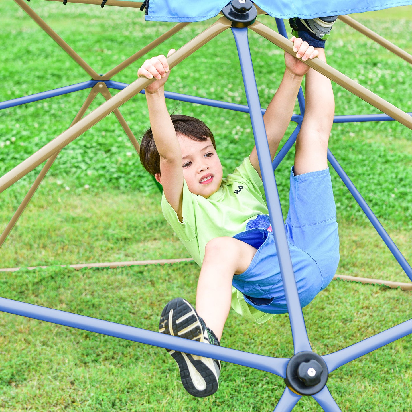 Kids Climbing Dome with Canopy & Playmat - 10 ft Jungle Gym Geometric Playground Dome Climber Play Center, Rust & UV Resistant Steel, 1000 LBS Capacity, Color Options