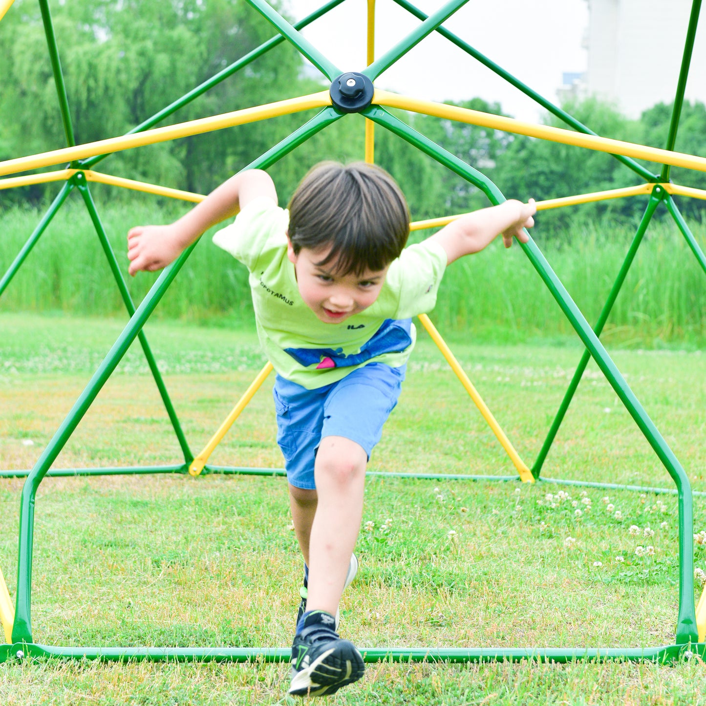 Kids Climbing Dome Tower - 12 ft Jungle Gym Geometric Playground Dome Climber Monkey Bars Play Center, Rust & UV Resistant Steel Supporting 1000 LBS