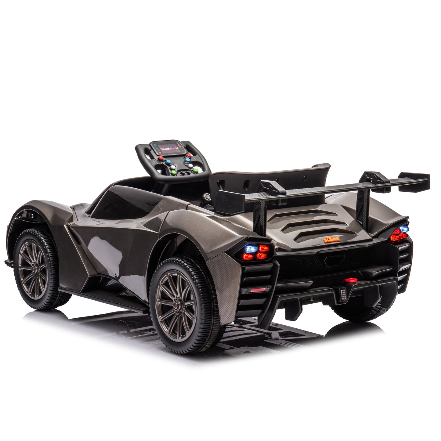 Licensed KTM X-Bow GTX 12V7A Kids Ride-On Car 2.4G W/Parents Remote Control - Electric Car for Kids, 3-Speed Adjustable, Power Display, USB, MP3, Bluetooth, LED Light, Two-Point Safety Belt - Black